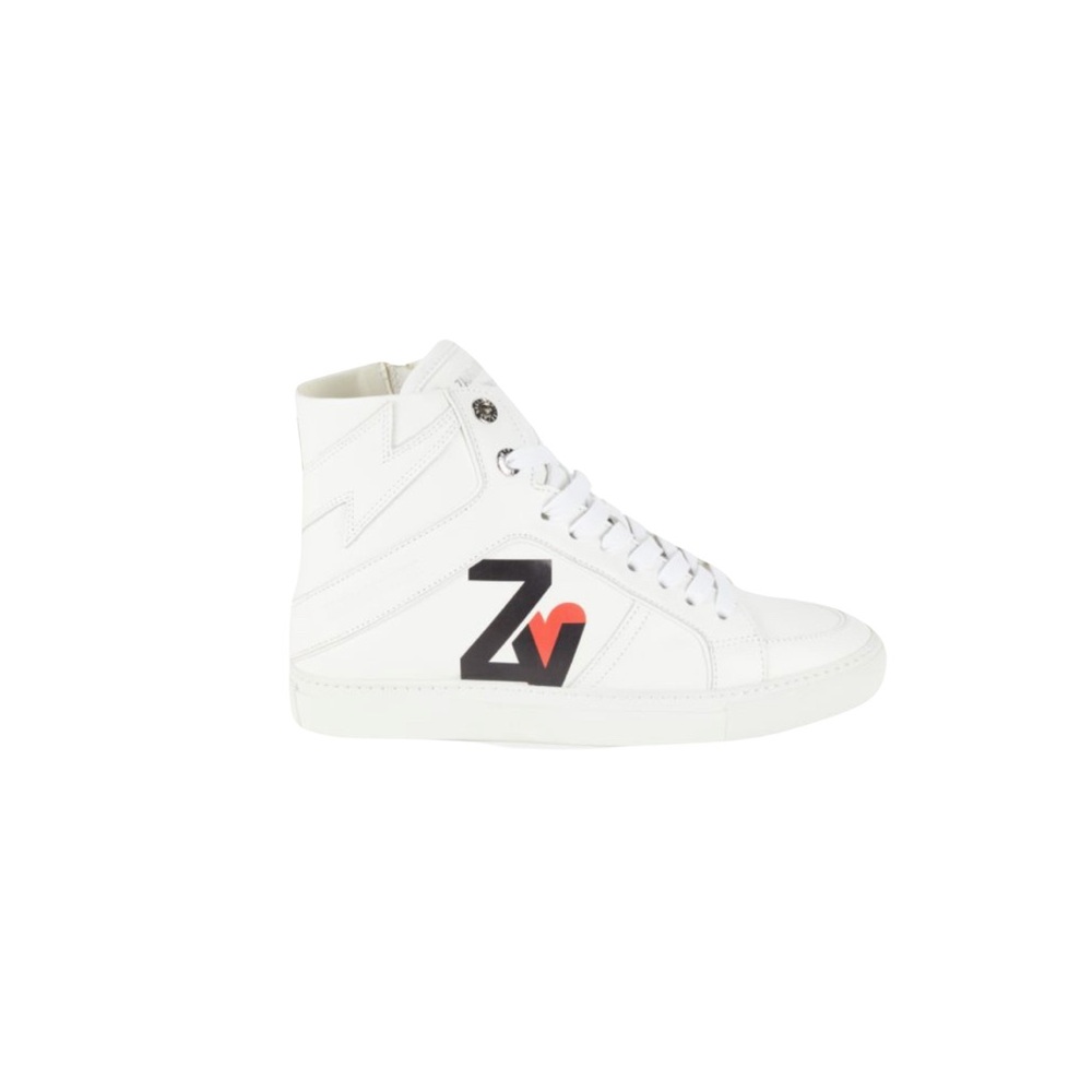 Zadig & Voltaire White High Top ZV Heart Sneakers Size FR 37 or US 6 womens